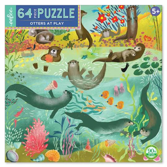 Puzzle Otters at Play - 64 pcs Eeboo - 1