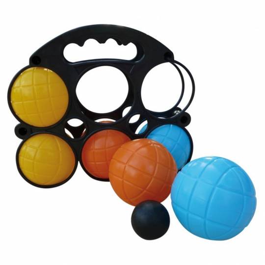 Jeu de 6 boules PVC initiation - 74mm/680g - Noir/Argent