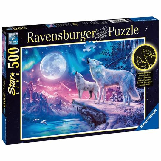 Puzzle Star Line 500 pcs : Loups sous les lumières du Nord Ravensburger - 1