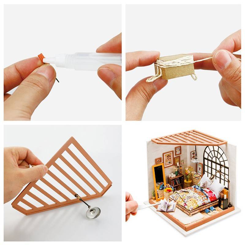 Chambre à coucher adulte miniature 3D en bois à monter - Décoration