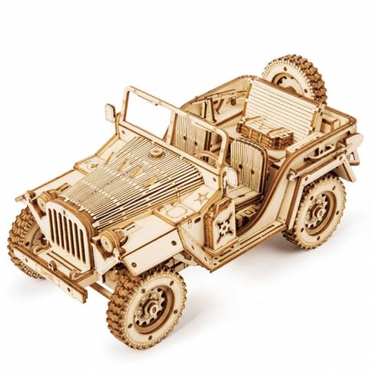 Jeep de l'Armée - Puzzle 3D Mécanique en bois Rokr- BCD JEUX