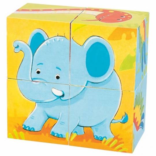 Puzzle de cubes - Animaux sauvages 4 pcs - Goki Goki - 1