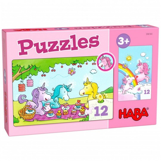 Puzzles Licornes dans les nuages Rosalie et ses amis - 2 x 12 pcs Haba - 1