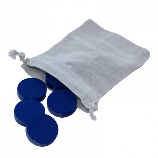 14 jetons bleus avec sac en tissu - Puissance 4 artisanal 23cm Holz-bi-ba-butze - 1