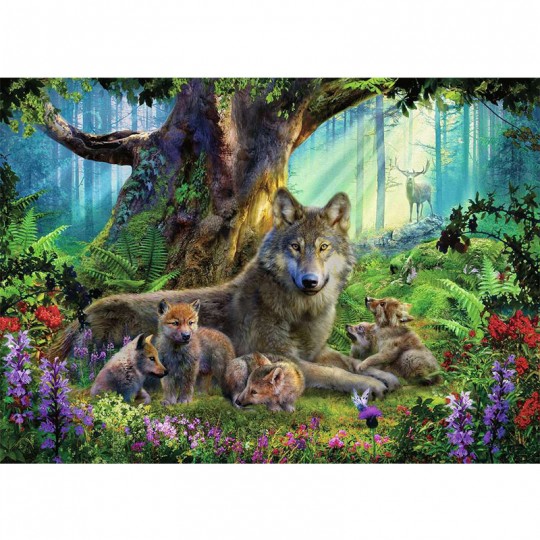 Puzzle 1000 pcs - Famille de loups dans la forêt Ravensburger - 1