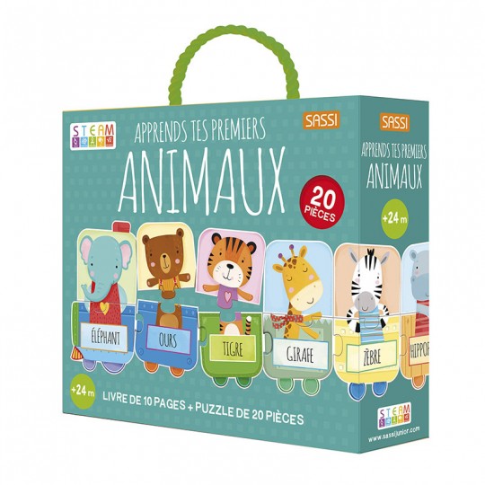 Apprends tes premiers animaux - Puzzle et livre Sassi - 1