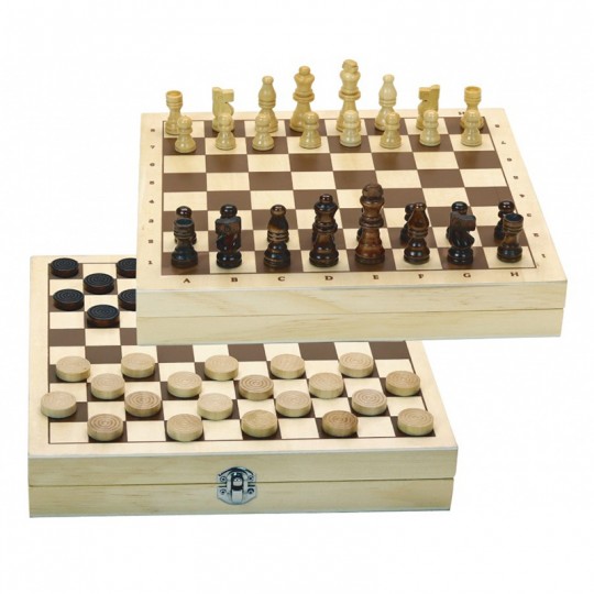 Coffret jeu échecs et dames en bois Jeujura - 2