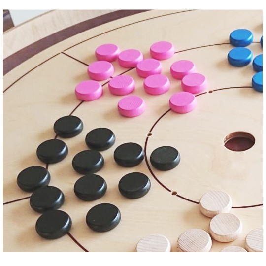 Pions x12 Crokinole 78 Design Rose Ferti Games - 3