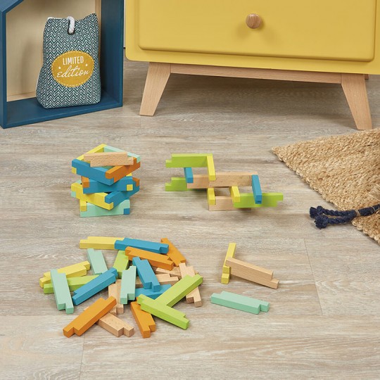 Blocs de construction en bois pour enfant - Jeu de 100 pièces Janod