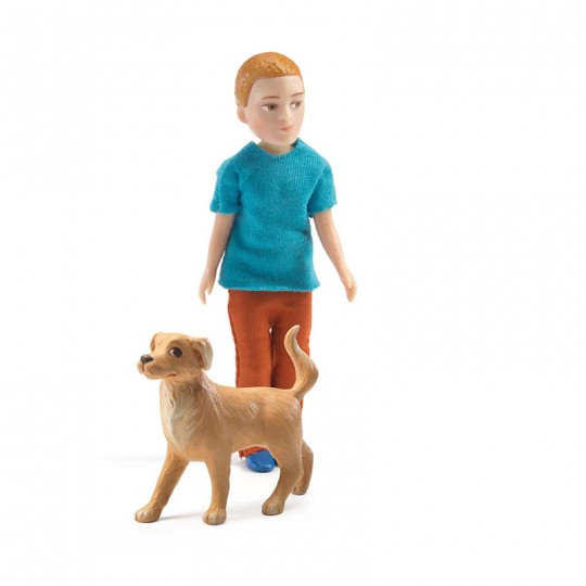 Xavier et son chien - figurine maison de poupée Djeco Djeco - 1