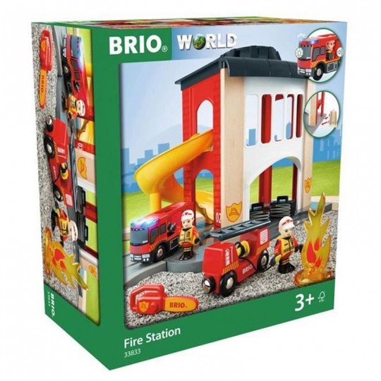 Caserne de Pompiers - Accessoire circuit de train en bois - Brio - BCD