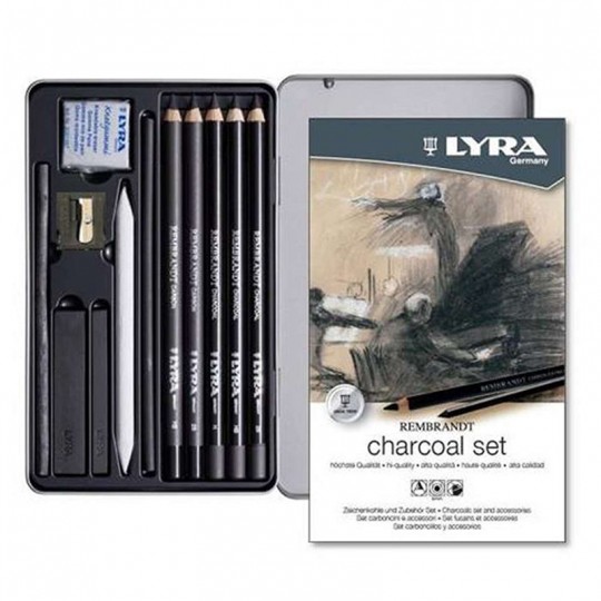 LYRA REMBRANDT - Charcoal Set boite métal 11 pcs LYRA - 1