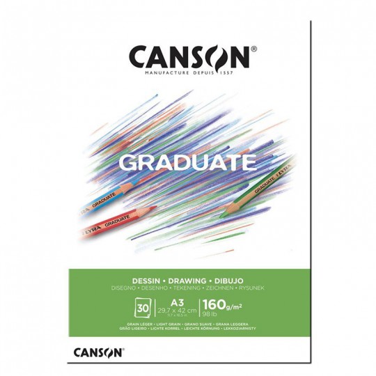 CANSON Bloc dessin blanc Graduate 30 feuilles 160g A3 - BCD
