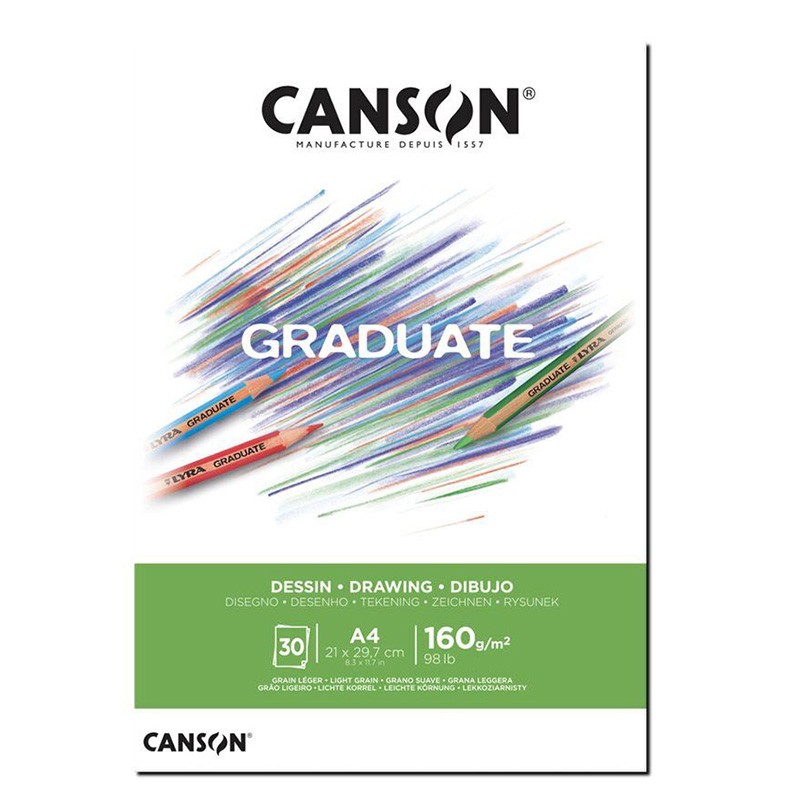 CANSON Bloc dessin blanc Graduate 30 feuilles 160g A4 - BCD