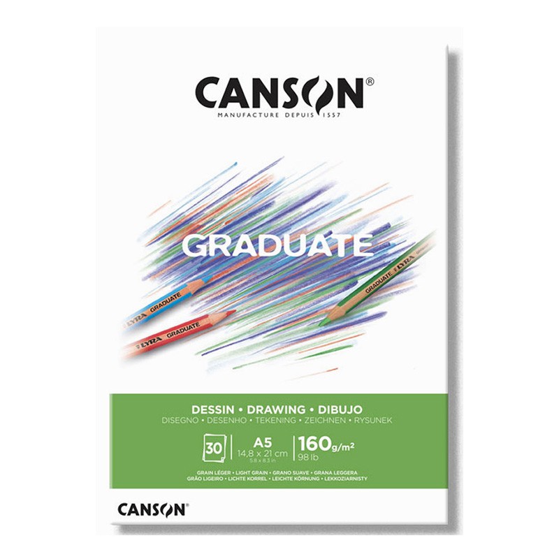 CANSON Bloc dessin blanc Graduate 30 feuilles 160g A5 - BCD