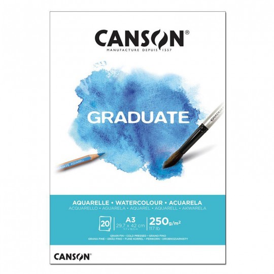 CANSON Bloc dessin Graduate 20 feuilles aquarelle 250g A3 Canson - 1
