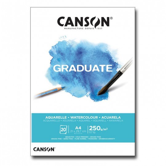 CANSON Bloc dessin Graduate 20 feuilles aquarelle 250g A4 Canson - 1