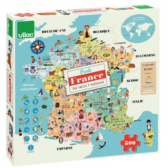 Carte de France puzzle 300 Pcs Ingela P.Arrhenius - Vilac Vilac - 1