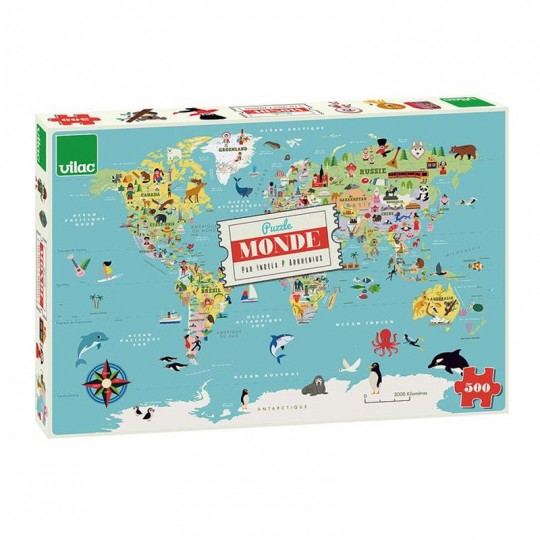 Carte du Monde puzzle 500 Pcs Ingela P.Arrhenius - Vilac Vilac - 1