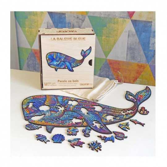 Puzzle animaux baleine en bois