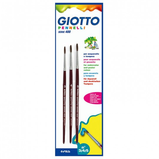 Blister 3 Pinceaux Giotto Série 400 n° 3,4,5 Giotto - 1