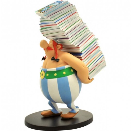 Figurine de Collection Obelix Tenant une Pile d'Albums - Plastoy Plastoy - 1