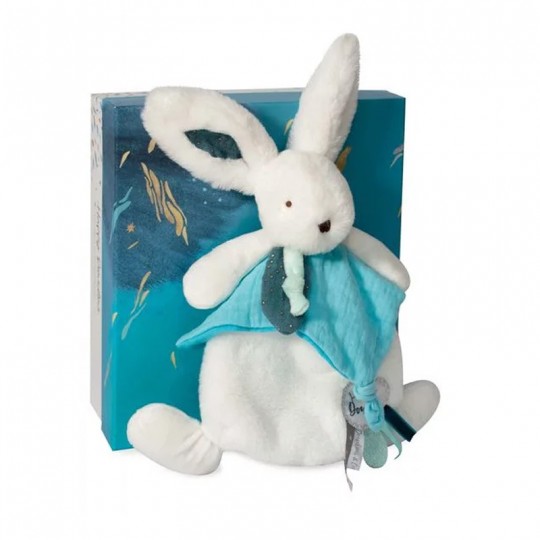 Doudou pompon lapin bleu Happy Pop - Doudou et Compagnie Doudou et compagnie - 1