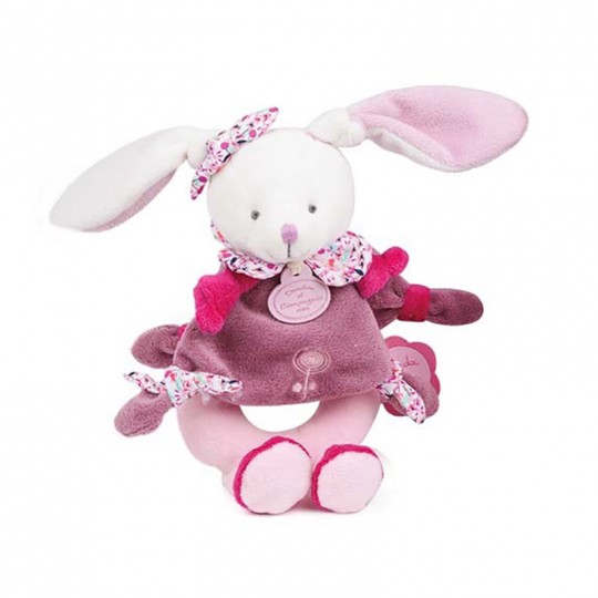 Peluche hochet Lapin Cerise - Doudou et Compagnie Doudou et compagnie - 1