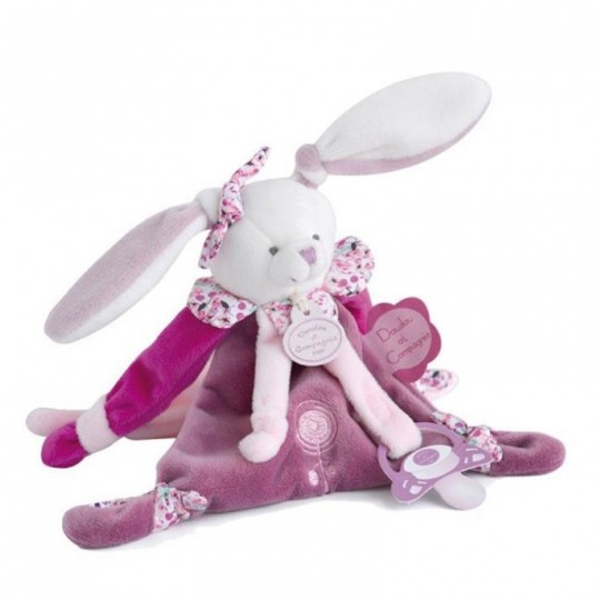 Doudou attache sucette Lapin Cerise - Doudou et Compagnie Doudou et compagnie - 1