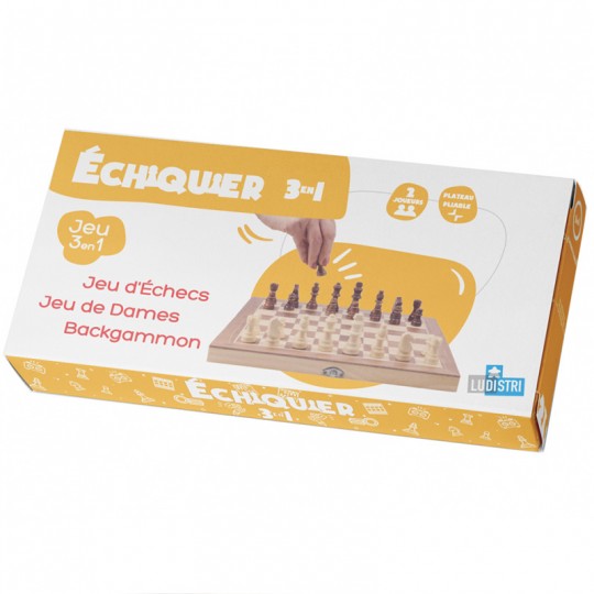 Echiquier 3 en 1 (échec, dame, backgammon) Ludistri - 1