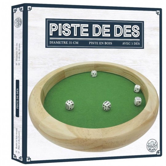 Piste 35 cm Bois avec 5 dés. Wilson Jeux - 1