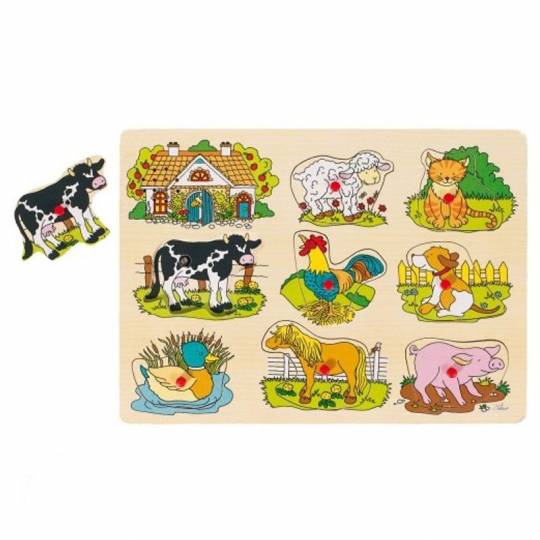 Puzzle à encastrement sonore animaux de la ferme - Goki Goki - 1