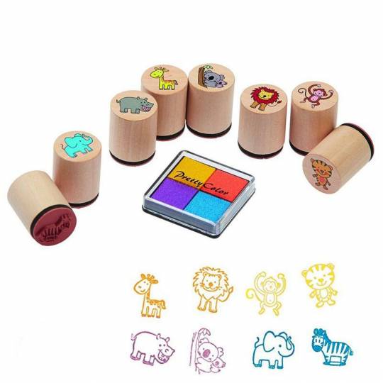 Tampons encreurs 8 animaux 4 couleurs - Goki Goki - 1