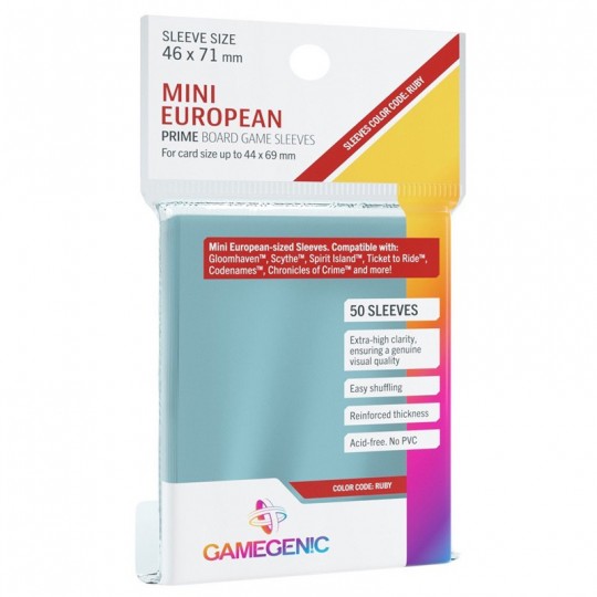 GG : 50 sleeves Prime 46x71 Mini EU Ruby Gamegenic Gamegenic - 1