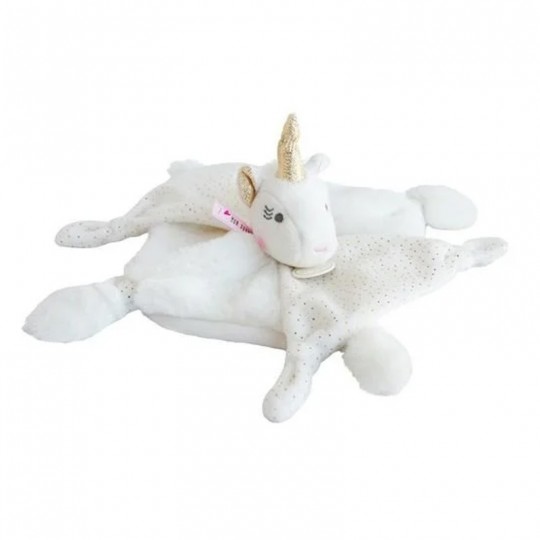 Doudou Licorne rose et blanc blanche et or - Doudou et Compagnie Doudou et compagnie - 1