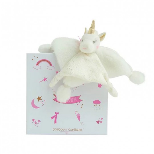 Doudou Licorne rose et blanc blanche et or - Doudou et Compagnie Doudou et compagnie - 2