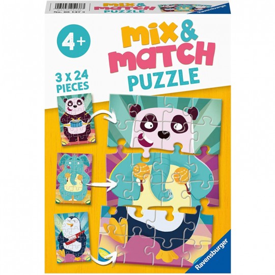 Puzzle Mix&Match 3x24 pcs - Les animaux rigolos Ravensburger - 2
