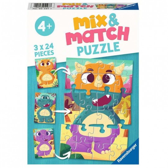 Puzzle Mix&Match 3x24 pcs - Mignons dinosaures Ravensburger - 1