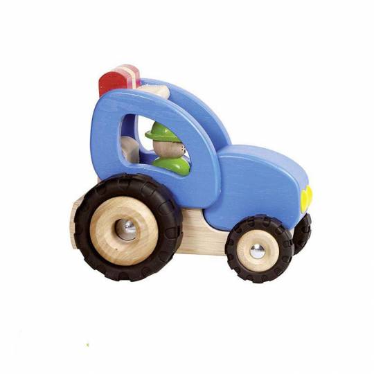 Tracteur en bois bleu - Goki Goki - 1