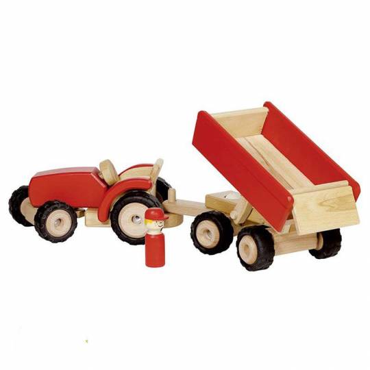 Tracteur avec remorque rouge Goki - 1