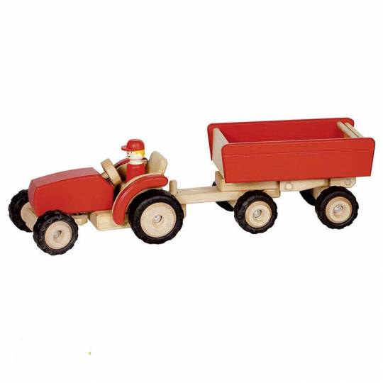 Tracteur avec remorque rouge - Goki Goki - 2