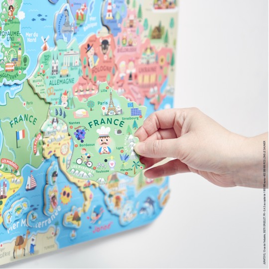 Carte d'Europe magnétique 40 pcs - Un jouet Janod - boutique BCD JEUX