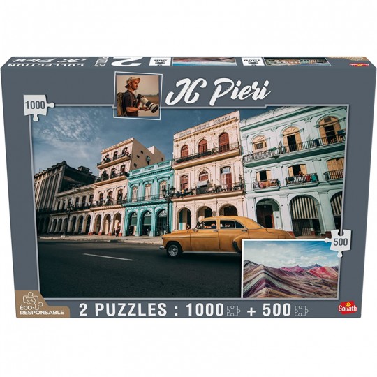 2 Puzzles Collection JC Pieri : La Havane - 1000 pcs et Rainbow Mountain - 500 pcs Goliath - 1