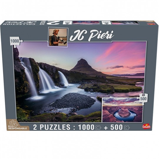 2 Puzzles Collection JC Pieri : Kirkjuffellsfoss - 1000 pcs et Horseshoe Bend - 500 pcs Goliath - 1