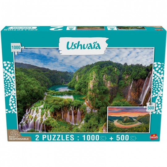 2 Puzzles Collection Ushuaïa : Chutes de Plitvice - 1000 pcs et Lac Skadar - 500 pcs Goliath - 1