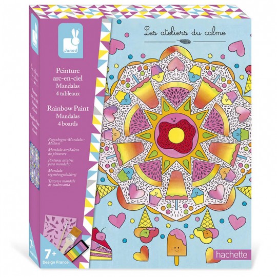 Les Ateliers du Calme : 4 Tableaux Peinture Arc-en-Ciel Mandala - Janod Janod - 1