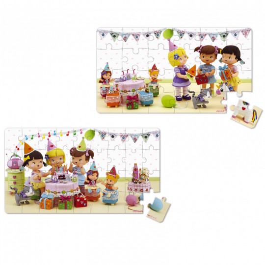 Lovely Puzzles Juliette joue à fêter son Anniversaire - 2 puzzles 24 et 36 pcs - Janod Janod - 2