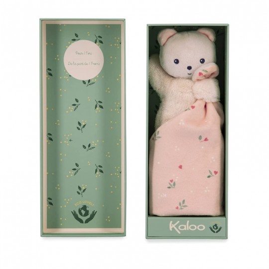 Carré douceur : Doudou ours Feuilles d'amour 17 cm - Kaloo kaloo - 2