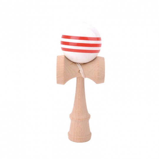 Kendama Hêtre boule 6 cm boule blanche avec bande rouge Loisirs Nouveaux - 1