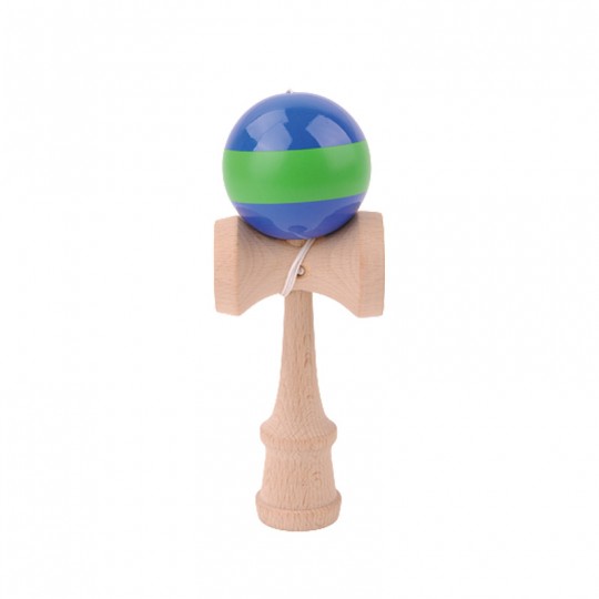 Kendama Hêtre boule 6 cm boule bleu avec bande verte Loisirs Nouveaux - 1